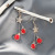 Sterling Silver Needle Mid-Length Temperamental Earrings Tassel Korean Style Flower Fashion Earrings Festive Red Pearl All-Match Earrings