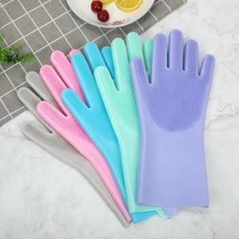 Silicone Dishwashing Gloves Bowl Washing Gloves TikTok Household Dishwashing Gloves Magic Dishwashing Gloves