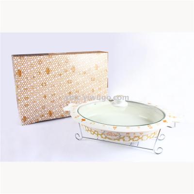New bone China soup pot with iron frame high temperature resistant microwave oven dishwasher multi-size  for daily use