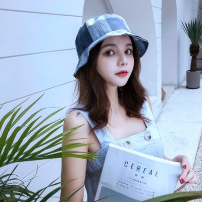 New web celebrity fisherman hat student grid day department sun protection sunshade spring and summer tide hat joker tide