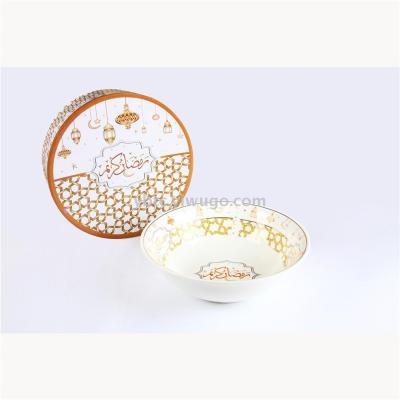 New bone porcelain high temperature resistant 8 inch gold bowl household daily craft gift set creative selling spot