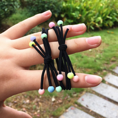 Three-in-One 6 Small Red Bead Hair Bands Children's Colorful Beads Knotted Rubber Band Stall Small Gift Wholesale Gift