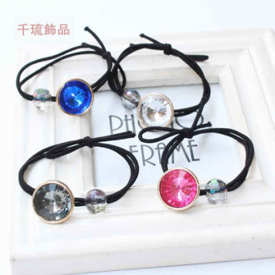 Korean Crystal Diamond Hair Band Boutique High Elastic Knotted Black Rubber Band High-Grade Head Rope Supply Wholesale
