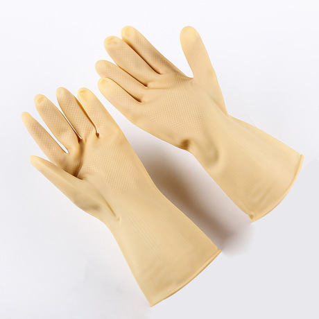 30cm primary color light latex cleaning household gloves acid and alkali resistant protective beef tendon industrial gloves wholesale 100g