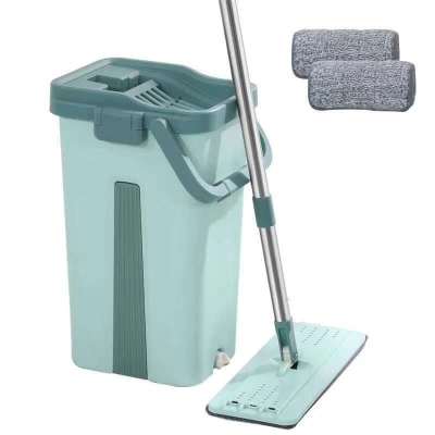 Hand Wash-Free Flat Mop Scratch-off Home Wood Flooring Lazy Mopping Gadget Rotating Mop Bucket Wet and Dry Dual-Use