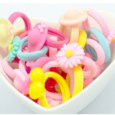 Korean Style Children's Small Flower Hair Ring Candy Color High Elastic Seamless Knitted Rubber Band Children's Hair Accessories Wholesale