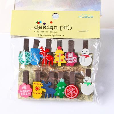 DF- small wooden clip children's clip notes clip photos clip hemp rope household daily 3.5*0.7 Christmas holiday gifts