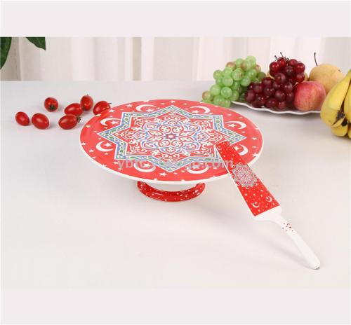 yongbao ceramic two-piece dessert table 12.5-inch 10.5-inch cake plate home daily kitchen supplies crafts