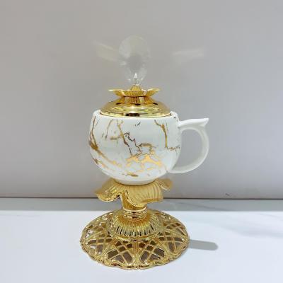 Arabian cermette incense burner made of imitation gilt-edged marble