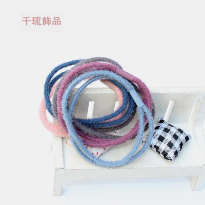 Winter New Two-in-One Plush Hair Ring Korean Style Fur High Elastic Hairtie Boutique Rubber Band Wholesale