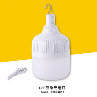 Led emergency light bulb USB with charging cable 5V bulb lamp outdoor camping with charging lighting lamp hook energy-saving lamp