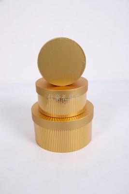 Manufacturers direct gold and silver large round three-piece gift box flower box Valentine gift box