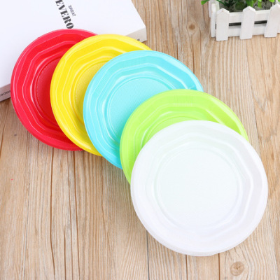 Food Grade Disposable Color Plastic Tray Disc Plastic Tableware Barbecue Fruit Dish 50 30