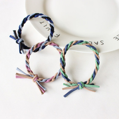 Korean Style Knotted Braid Hair Ring Fabric Lady Woven Rubber Band Stall 1 Yuan 2 Yuan Ornament Wholesale