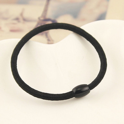 High Elastic Black Pearl Buckle Hair Ring 4mm Thick Simple Hairtie Small Gift Wholesale Gift