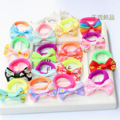 Korean Style Children's Bow Little Hair Ring Seamless Towel Ring Bow Tie Hair Rope Small Gifts for Children Gift