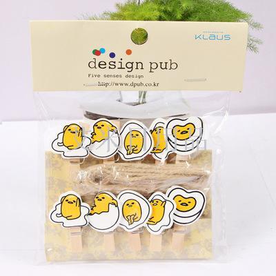 DF- photo photo folder with hemp rope wooden clip super cute emoji package receiving clip notepad clip photo wall