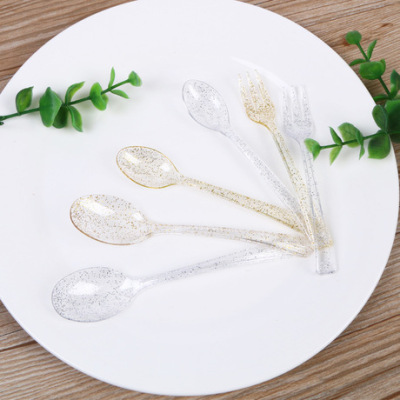 Factory Direct Sales Disposable PS Plastic Spoon Transparent Crystal Spoon Crystal Spoon Takeaway Meal Spoon Spoon Wholesale