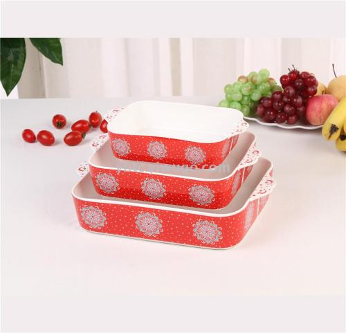 ceramic three-piece baking tray set high temperature resistant microwave oven dishwasher household daily kitchen supplies storage