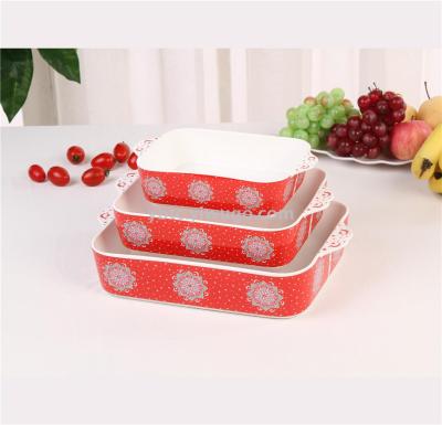 Ceramic 3 - piece baking tray set high - temperature resistance can be into the microwave oven dishwasher household 