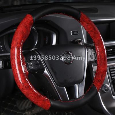 Peach wood pattern Mosaic hand-sewn car steering wheel cover  seasonal hand-sewn handle cover automotive supplies