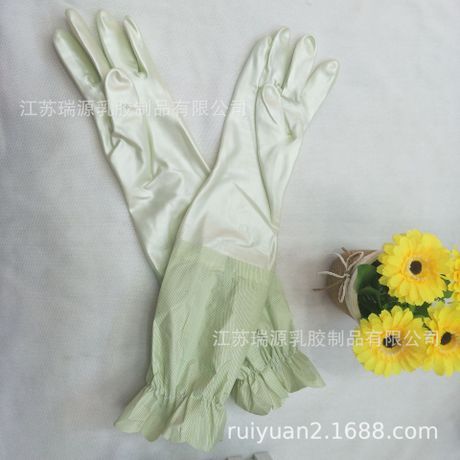 PVC Flocking Sleeve Lengthened Thick Laundry and Dishwashing Kitchen Winter Waterproof Durable Cleaning Household Gloves Anti-Freezing