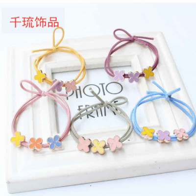 Korean Style Simple and Fresh Cartoon Hair Band Double Joint Bow Creative Fruit Hairtie 1 Yuan Headdress Wholesale