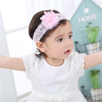 Korean version of the baby hair with a shiny crown gauze flower bow baby headdress Korean children hair accessories baby hair ribbon