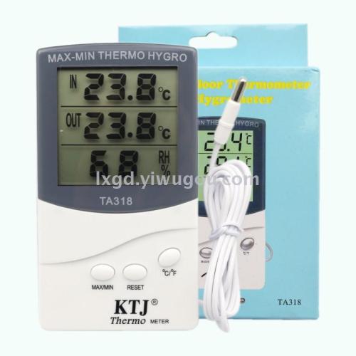 Ta318 Indoor and Outdoor Temperature and Humidity Meter Household Timing Electronic LCD Screen Thermometer Hygrometer