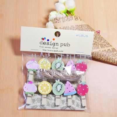 DF- photo clip photo clip with hemp rope hanging decoration wooden clip note clip/fruit