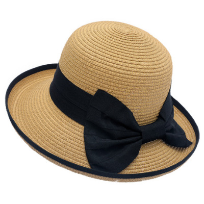 2020 chun xia New England straw hat female vogue joker elegant female bowknot bowler hat
