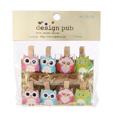 DF- photo clip photo clip small wooden clip send hemp rope storage clip photo wall decorated with 8 owls