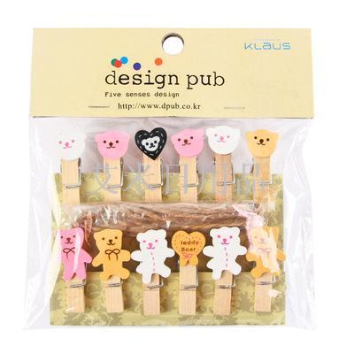DF- small wooden clip wooden clip children clip notepad clip photo clip household daily /3.5*0.7/ bear