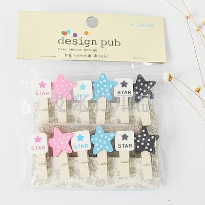 DF- small wooden clip wooden clip children clip notepad clip photo clip household daily /3.5*0.7/ square star