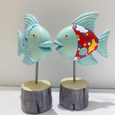 Marine style resin set cartoon small fish home decoration