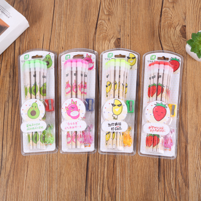 Plastic Blister Card Packaging Fruit Pattern Decoration Environmental Protection Non-Lead-Poisonous HB Pencil Beginner Preschool Pencil