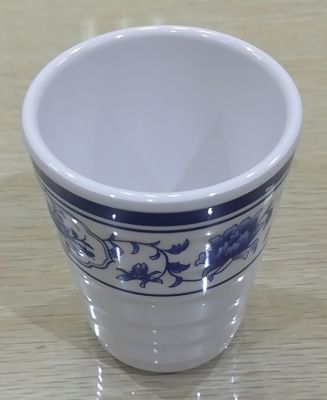 100% Melamine Tableware A5 Blue and White Drinking Cup, 3-Inch Threaded Cup 62005-1, Factory Direct Sales