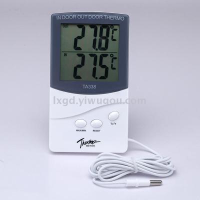 Ta338 Indoor and Outdoor Dual Temperature Display Thermometer Memory Breeding Greenhouse Thermometer External Temperature Sensor