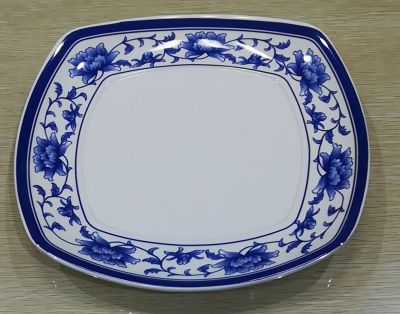 100% Melamine Tableware A5 Blue and White Square Plate, 7.5 Square Plate 4175, Factory Direct Sales