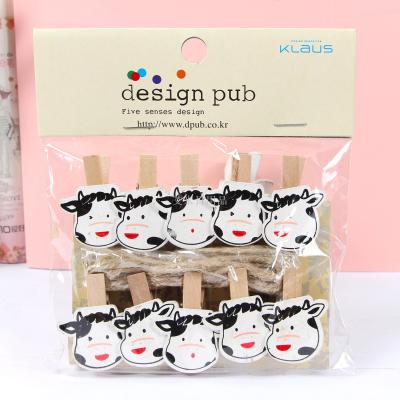 DF photo clip photo clip wooden cartoon clip note clip message clip small wooden clip hemp rope set receiving clip