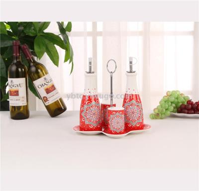 Ceramic oil bottle, pepper bottle, seasoning bottle, kitchen, storage, arrangement, storage set, oil and salt shaker