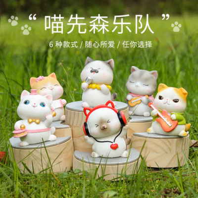 Personalized miao-sensen car decoration interior decoration creative resin adorable pet cat baking cake decoration