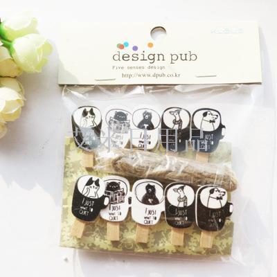 DF photo clip photo clip photo wall clip wooden clip multi-function receiving clip message clip hemp rope set