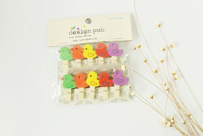 DF- small wood clip duckling clip sticky note clip photo clip daily 3.5*0.7 with hemp rope photo wall hanging ornaments