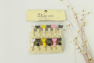 DF- small wooden clip wooden clip children clip notepad clip photo clip household daily /3.5*0.7/ kitten