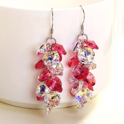 Use swarovski element crystal earrings with long fringe sweet breeze summer must-have