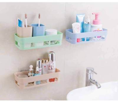 Bathroom Wall-Mounted Storage Rack Punch-Free Seamless Suction Wall Wash Utensils Shelf Toilet Bathroom Storage Rack