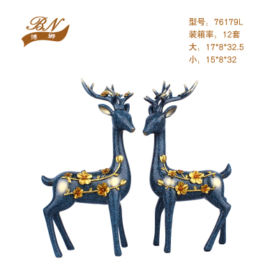 New Resin Crafts Yilu You Couple Deer Decoration TV Cabinet Entrance Decoration Craft Gift