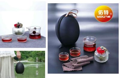 Glass portable and exquisite hand-made hammer filter teapot set