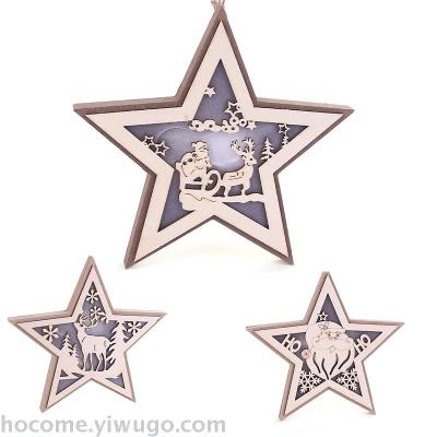 New cross-border LED Christmas star wall decoration button battery Christmas tree house pendant gift decorations